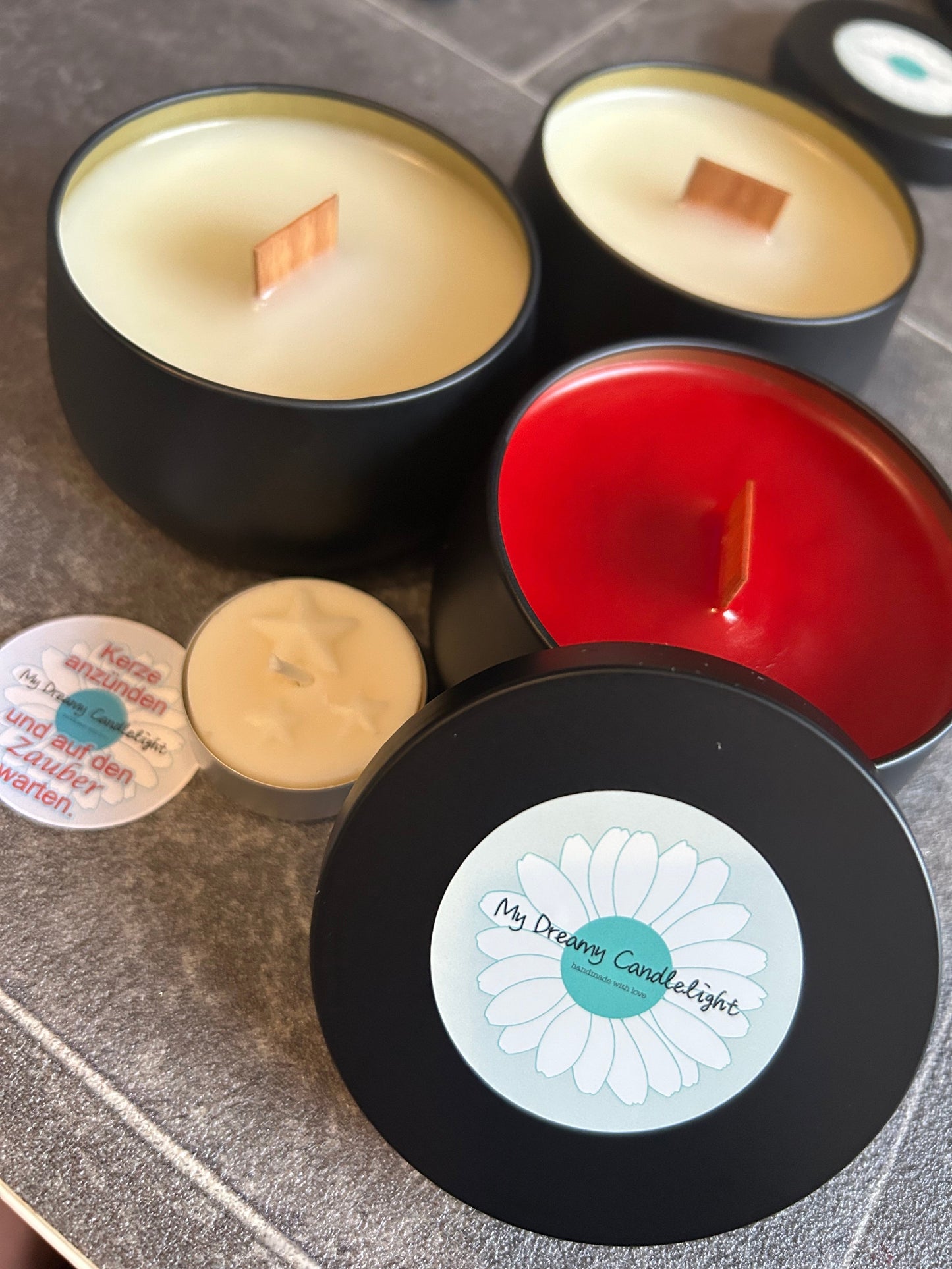 Duftkerze - Marzipan Duft - mit Farbauswahl - Dosenkerze