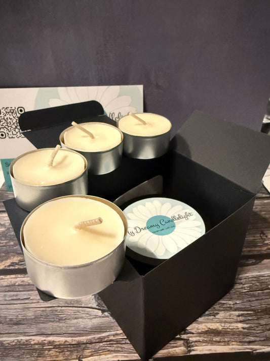 Geschenk-Set Kerze - Kerze & 4er Set Teelichter mit Botschaft